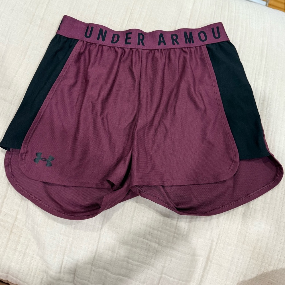Under Armour Women's Burgundy and Black Shorts